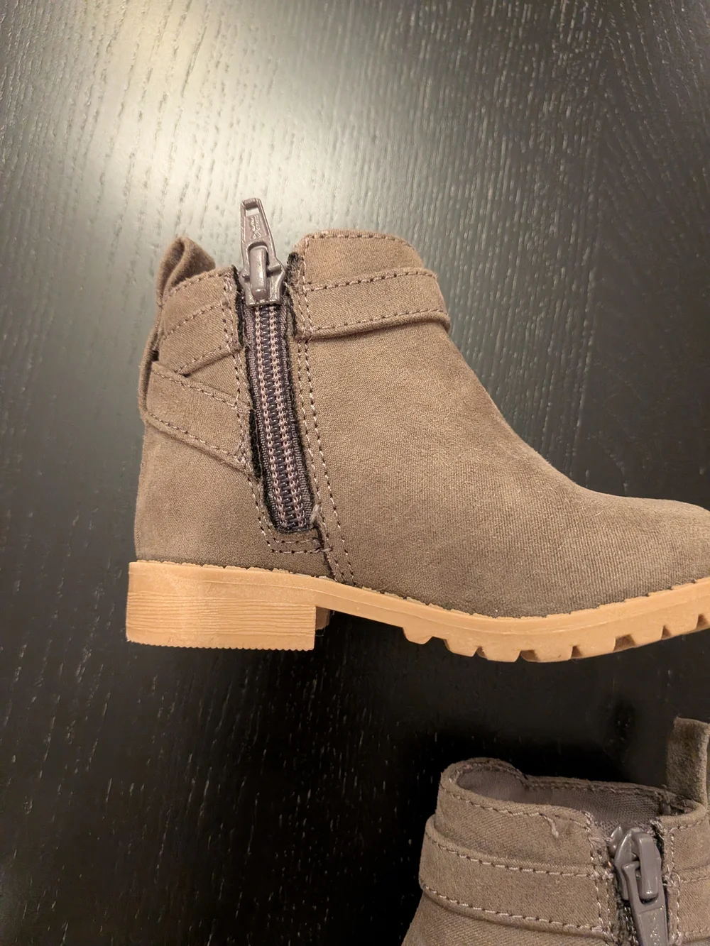 Kids Taupe Suede Ankle Boots with Buckle
